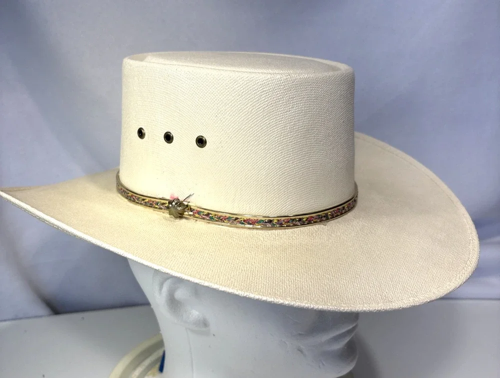 Extra Fino Rocha Hats Ivory Color Coated Straw Cowboy Cowgirl Hat Size 6 3/4